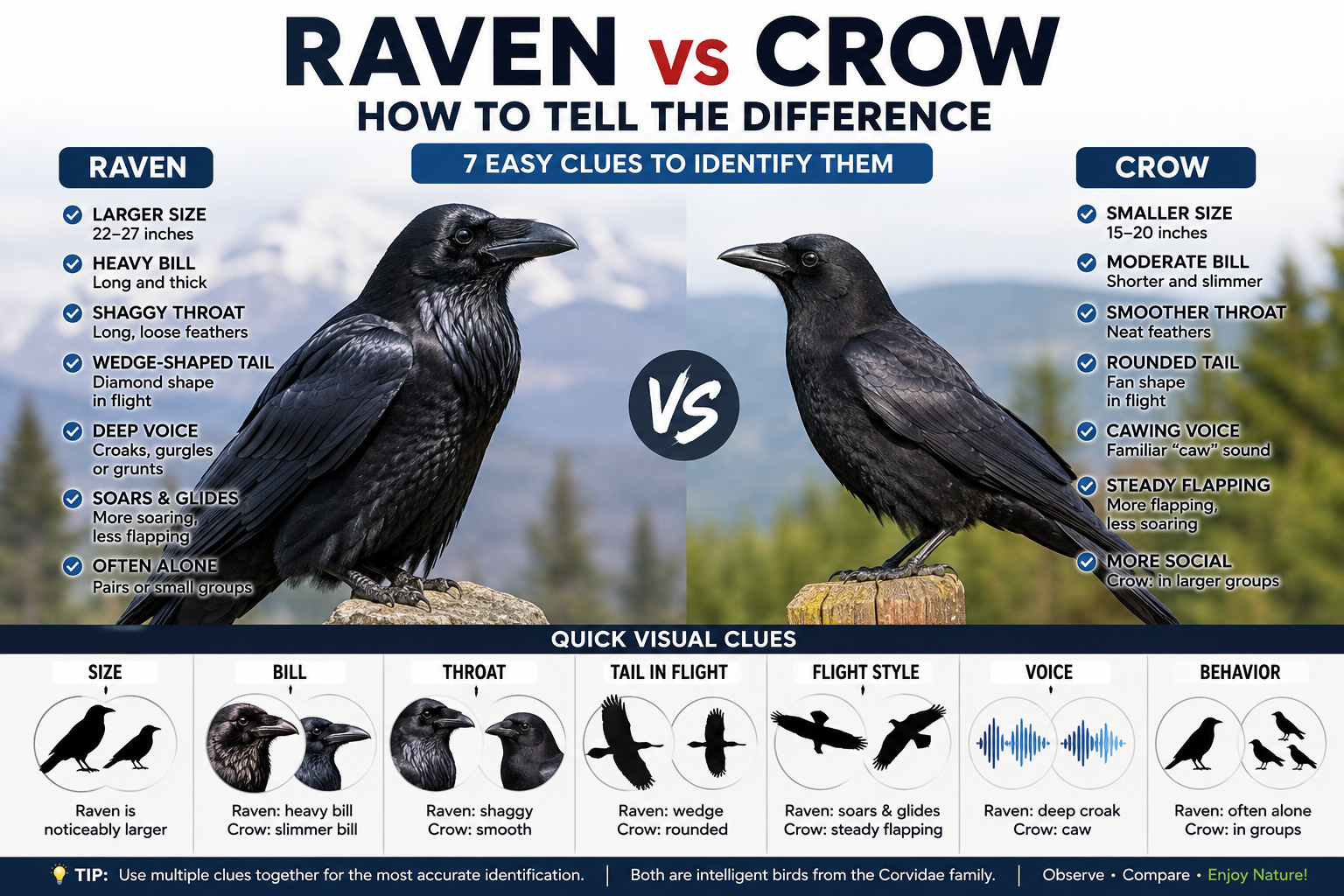 Raven vs Crow: How to Tell the Difference Easily